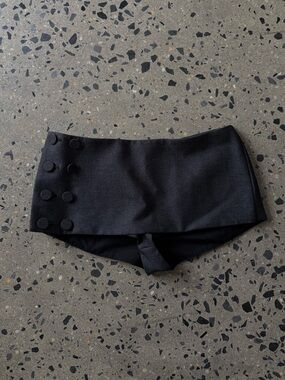 Black Mini Skirt with Button Detail